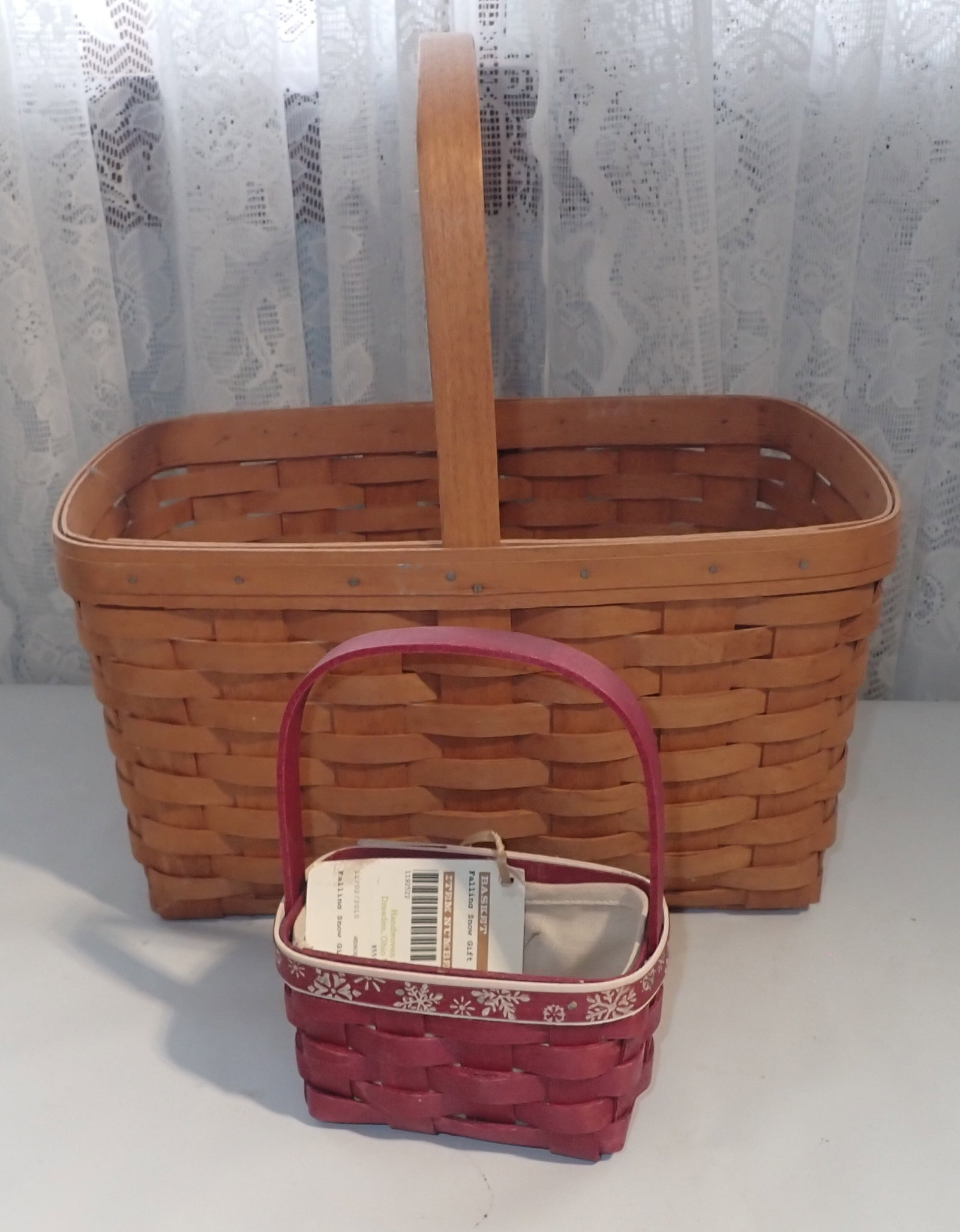 1990 & 2010 Longaberger Baskets: Largest is apprx 10" x 14 5/8" x 15 1/2" tall ( to top of handle). Shipping available
