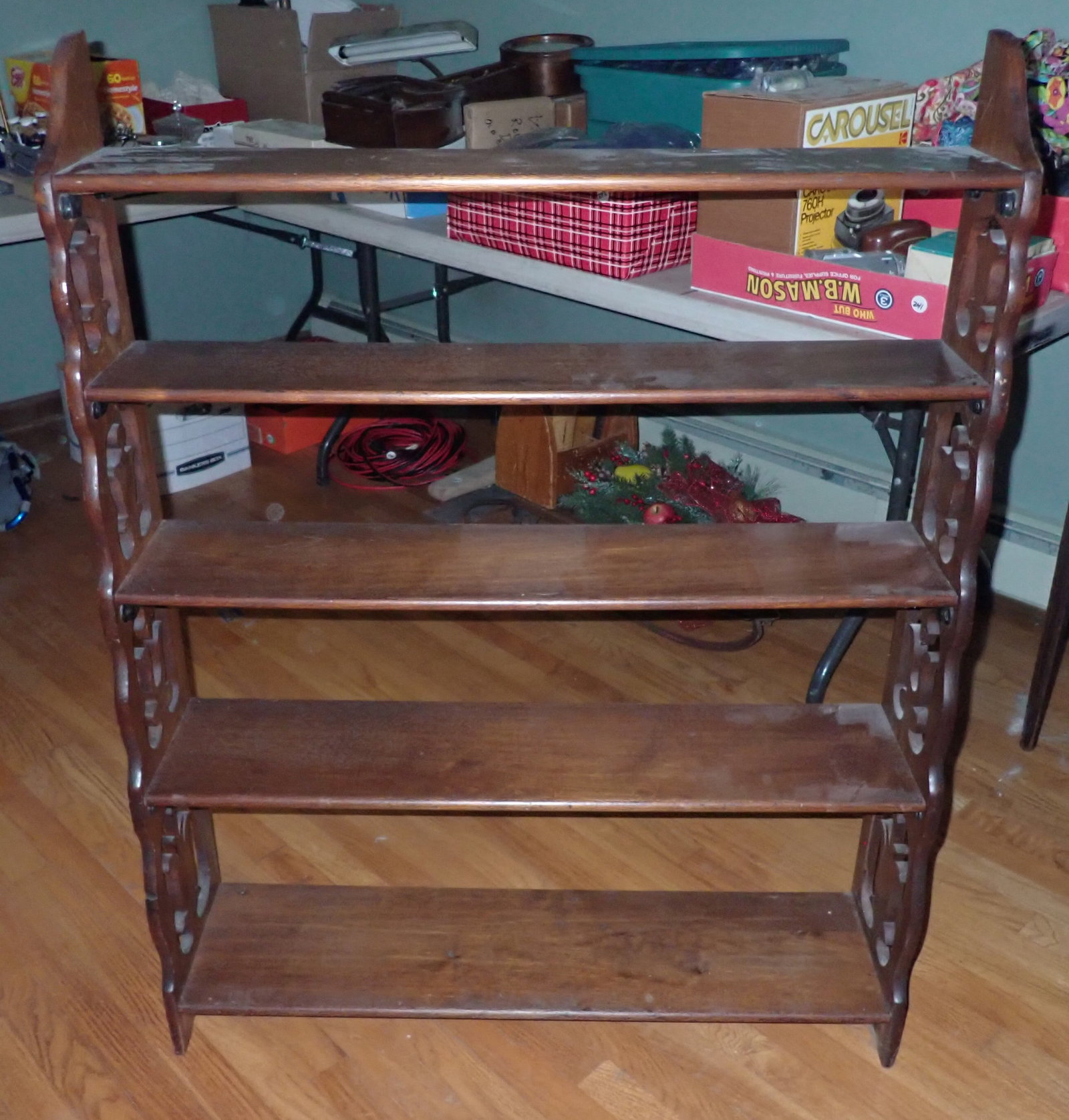 Five Tier Open Shelf w/ Scalloped Edges: Apprx 9" x 35 1/2" x 45 7/8" tall. No in house shipping
