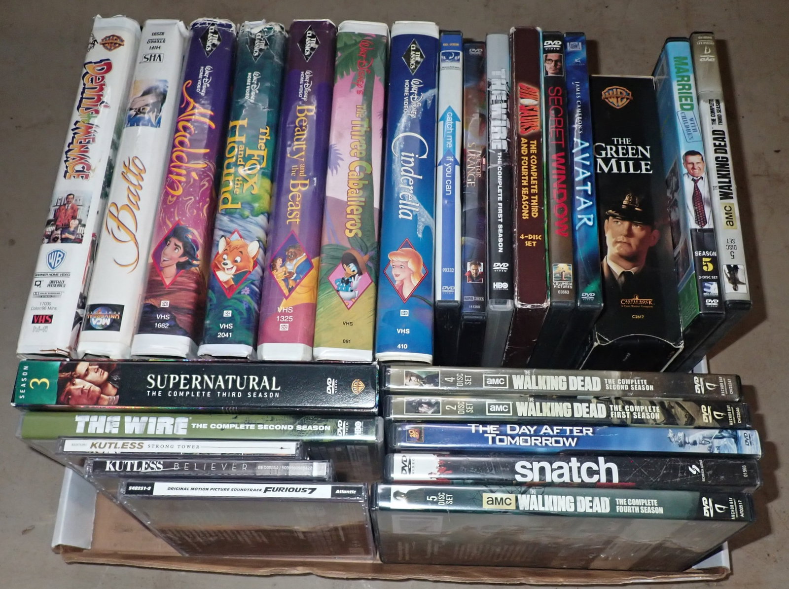 VHS Tapes, Cd's , Dvd's incl Disney: We do not guarantee cases have correct item in them or that all cases are full ( I looked at 6 of them and they had discs in them). Shipping available