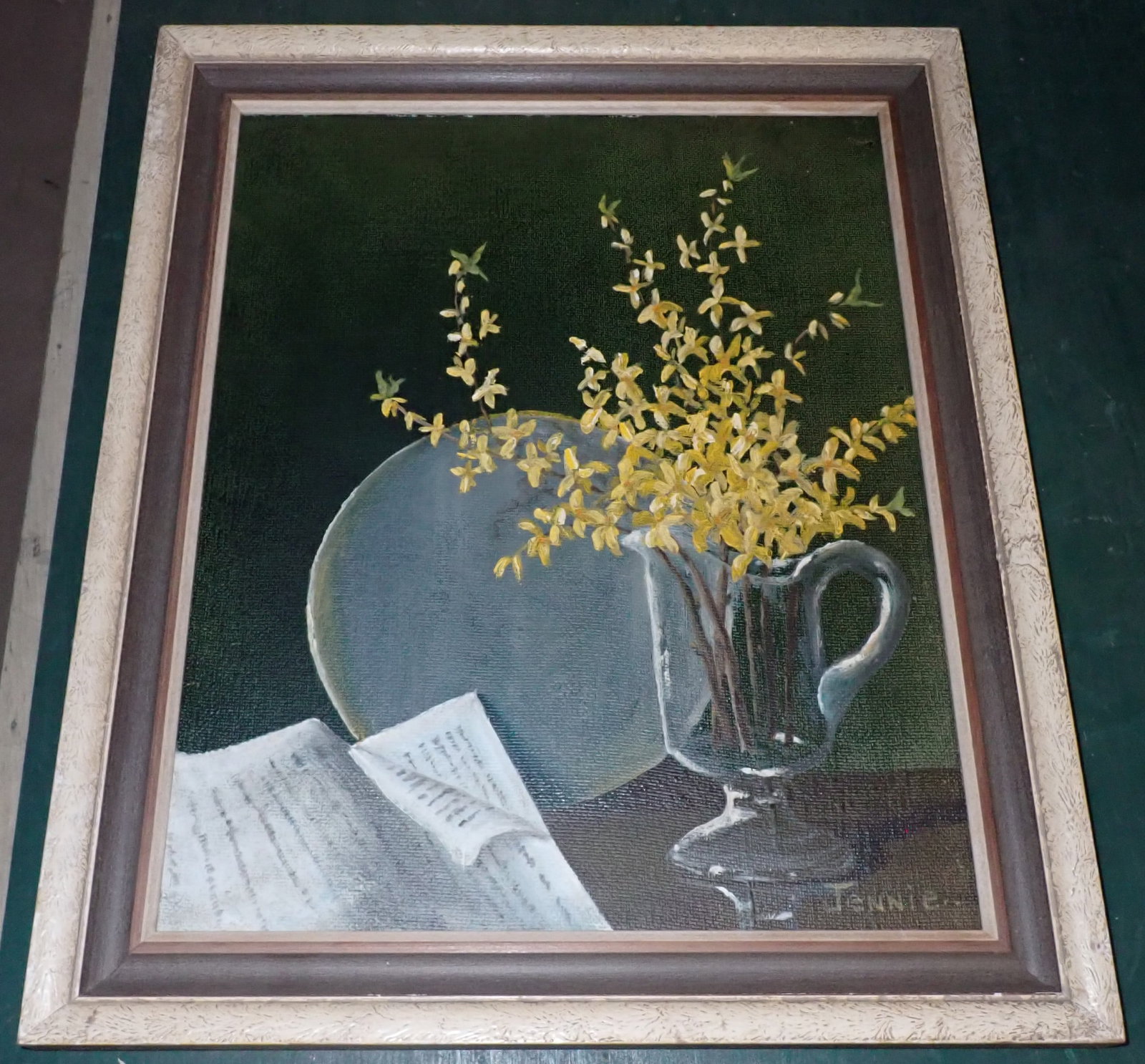 1982 Jennie Shoesmith Still Life Oil on Board Painting: Approx 19 1/2" x 23 1/2". Shipping available ($35 handling charge, plus postage)
