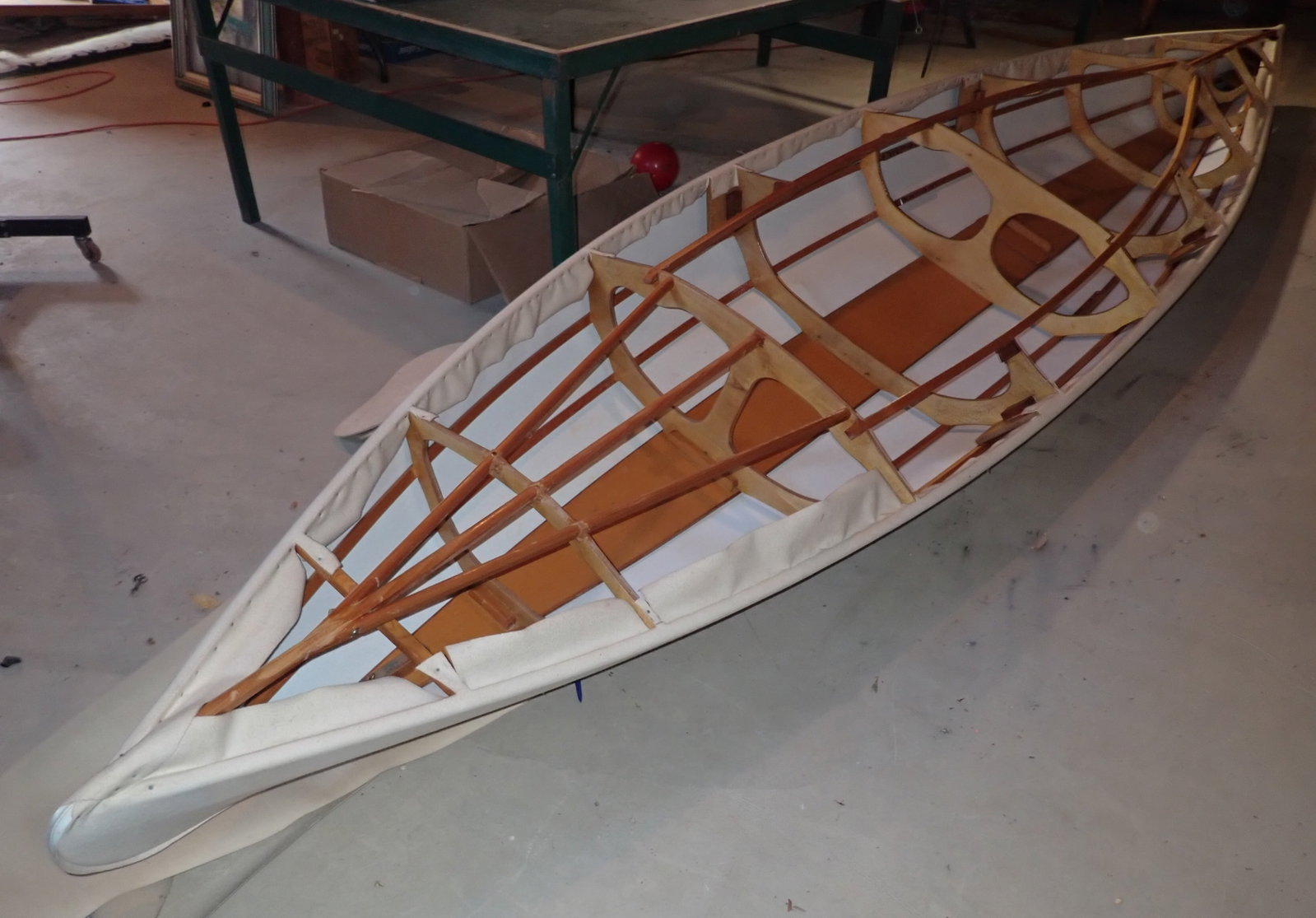 Folbot Canoe: Apprx 36" wide and 17 1/2' long. NO in house shipping ! Buyer to bring proper help to remove from basement !