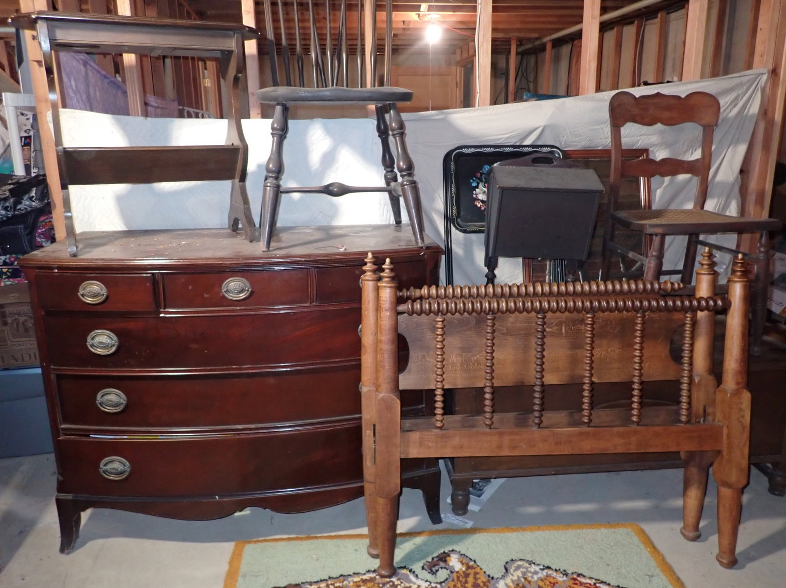 Dresser, Blanket Chest, Hooked Rug, Chairs, & Misc (1 of 11)