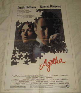 Agatha Dustin Hoffman Vanessa Redgrave: This is approx. 27 1/4" x 41" In nice condition with creases from being folded when stored. This Movie Poster Was Distributed by Warner Bros. 1979.