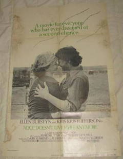 ALICE DOES NOT LIVE HERE ANYMORE MOVIE POSTER: This is approx. 27 1/4" x 41" . Has creases from being folded when stored. Also has staining, and tears / damage on the edges.