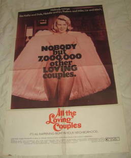 ALL THE LOVING COUPLES ADULT X RATED MOVIE POSTER: This is approx. 27 1/4" x 41" Has creases from being folded when stored. Couple smalls stains on the edges. Cottage Films Milo Frank Production starring Barbara Blake