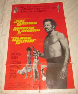 BLACK GUN JIM BROWN MARTIN LANDAU POSTER: This is approx. 27" x 41" Has creases from being folded when stored. This has damage on the edges going into the poster ( TEARS & WEAR THRU SPOTS). Columbia Pictures Copyright 1973