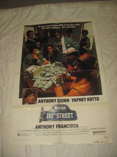 ACROSS 110TH STREET MOB MOVIE POSTER: This is approx. 27" x 41" Has creases from being folded when stored. Copyright 1972 by United Artists Anthony Franciosa 72/452