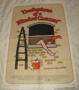 CONFESSIONS OF A WINDOW CLEANER ANTHONY BOOTH: This is approx. 27" x 41" Has creases from being folded when stored. Copyright 1974 Columbia Pictures 74/374