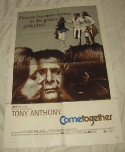 COMETOGETHER TONY ANTHONY POSTER: This Movie Poster is approx. 27" x 41" Has creases from being folded when stored. Couple small stains on very edge. Copyright 1971 by Allied Artists. 71/199