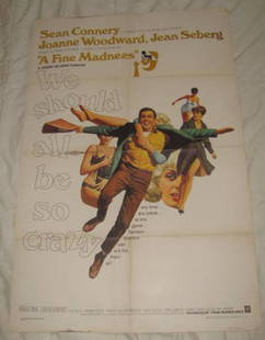 WE SHOULD ALL BE SO CRAZY SEAN CONNERY: This Movie Poster is approx. 27" x 41" Has creases from being folded when stored. Copyright 1968 Warner Bros. 66/162