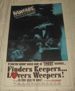 RAWFARE FINDERS KEEPERS LOVER WEEPERS: This Movie Poster is approx. 27" x 41" Has creases from being folded when stored.Has a couple small stains.