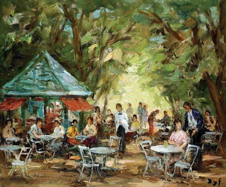 Marcel Dyf: Figures in a Cafe`, Oil On Canvas, 46x56 cm., Signed lower right Attributed to Marcel Dyf