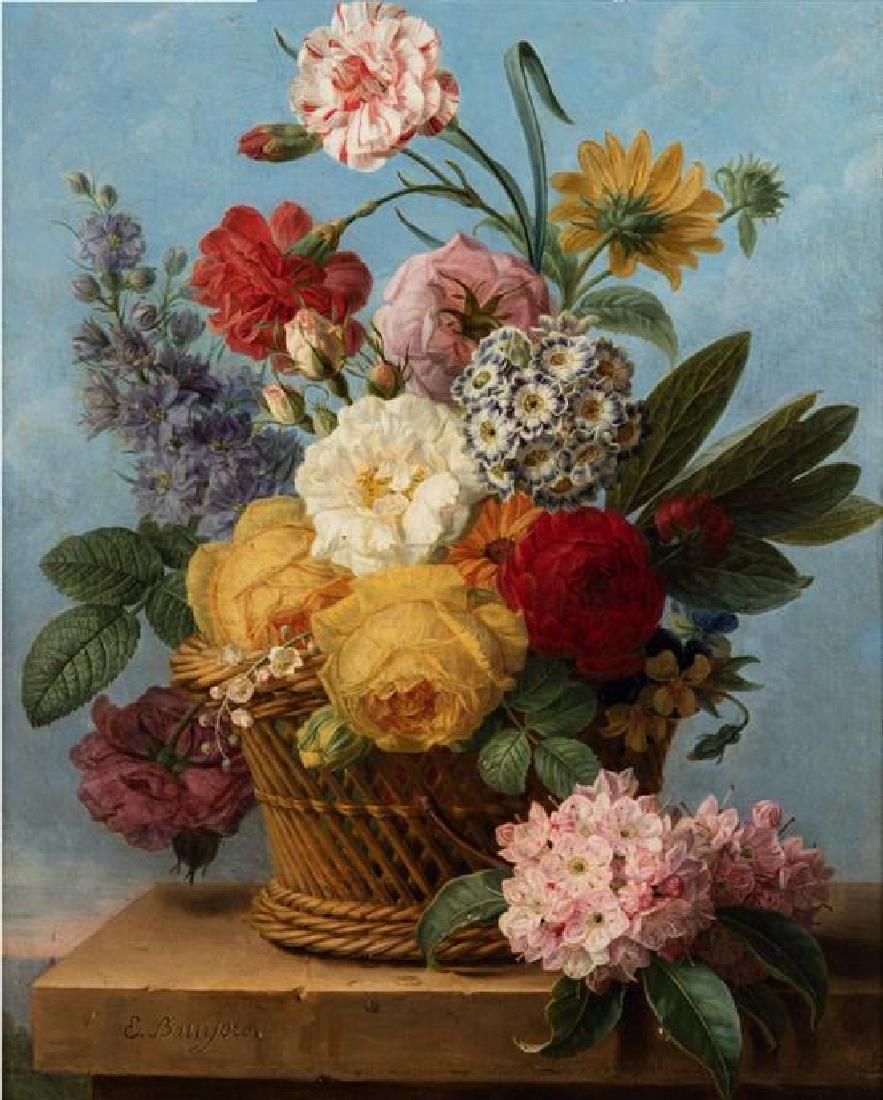 **Elise Bruyere 1776–1847 (French) Still life with: Description: Elise Bruyere 1776–1847 (French) Still life with flowers oil on canvas h:45 w: 38 cm. signed lower left Other Notes: Location: Europe. For estimated delivery time please contact us.