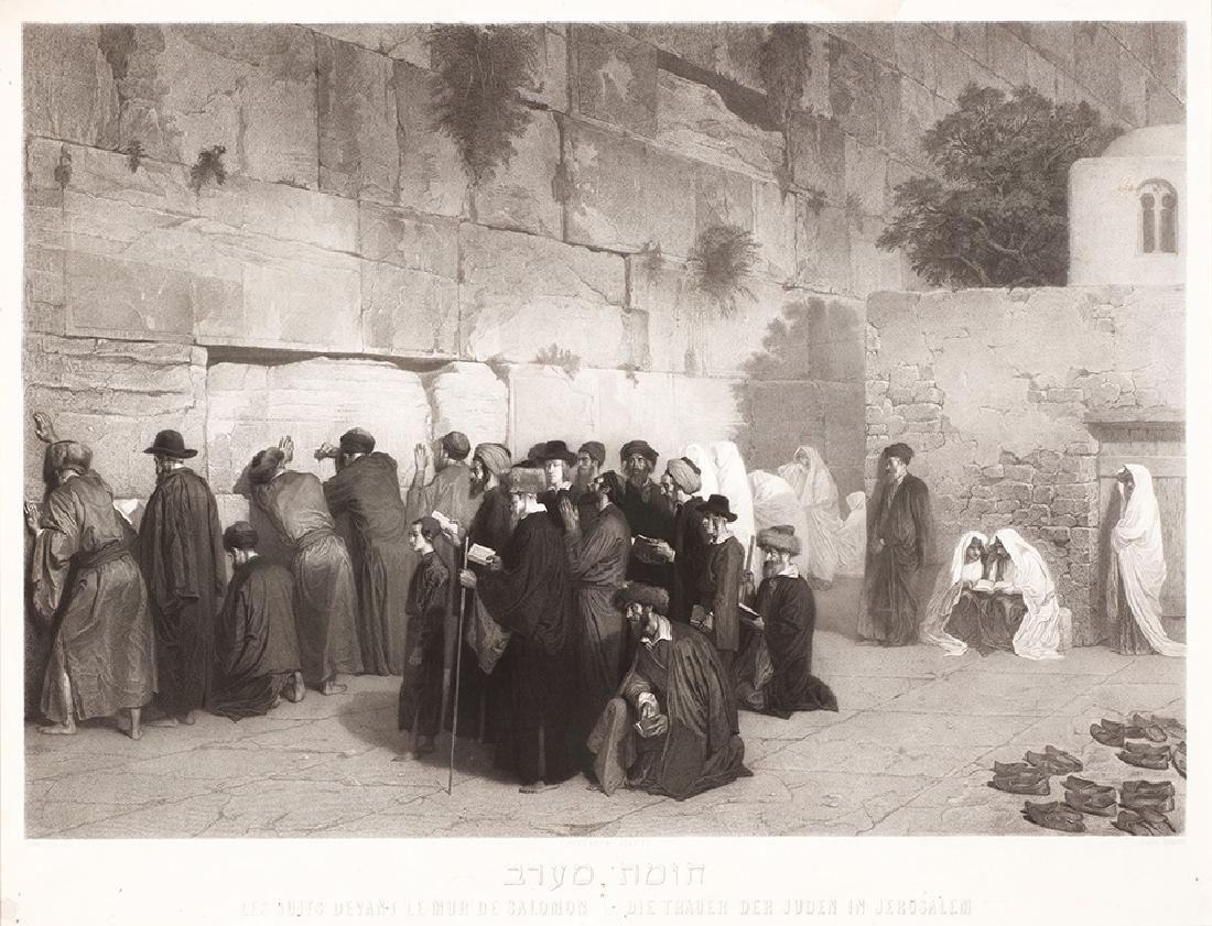 Alexandre Bida 1813-1895 (French): **Alexandre Bida 1813-1895 (French) Jews praying at the Wailing Wall, c.1890 engraving, published according to Alexandre Bida's original illustration, Berlin-New York, c.1890 / print 71 x 93 cm (28 x