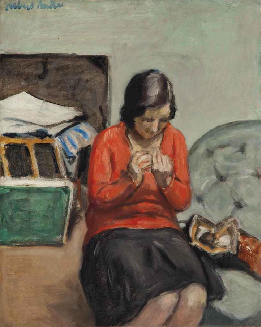 Albert Andre 1869-1954 (French): **Albert Andre 1869-1954 (French) Seated woman, c.1925 oil on canvas 41 x 33 cm (16 x 13 in.) signed upper left Provenance: Private South American collection. Sale: Christie's NY, June 24, 2014, lot 3