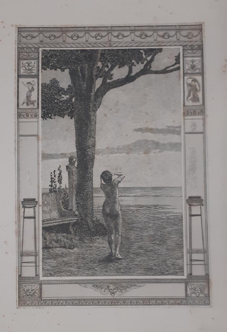 Max Klinger 1857-1920 (German): Max Klinger 1857-1920 (German) Zu Apulejusâ€™ Marchen Amor und Psyche (Amor and Psyche). 3 etchings from the Amor and Psyche Suit, no. 1, 7 and 11. Condition fair- Bleaching at margins of the she