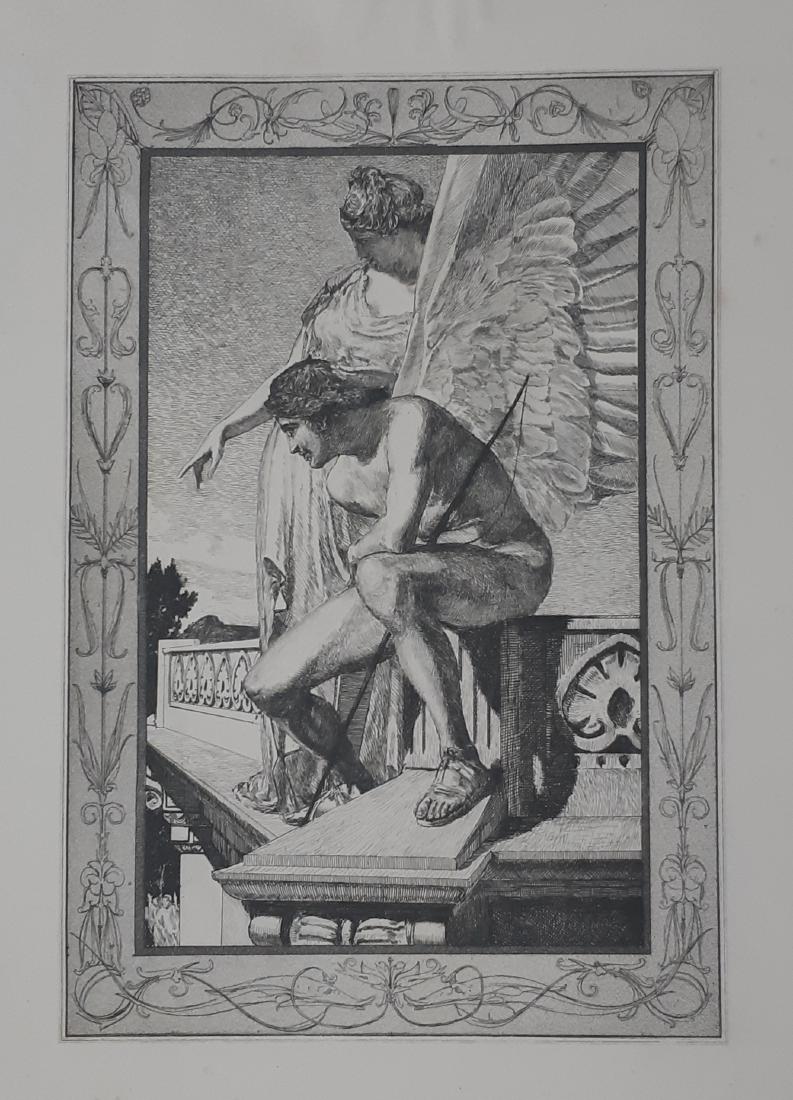 Max Klinger (1857-1920): Max Klinger 1857-1920 (Germany) Venus zeigt Amor Psyche (Venus showing Psyche to Amor- from the Amor and Psyche suit), 1880. Condition- Very good. Crease marks. Otherwise perfect. Etching/China on vel