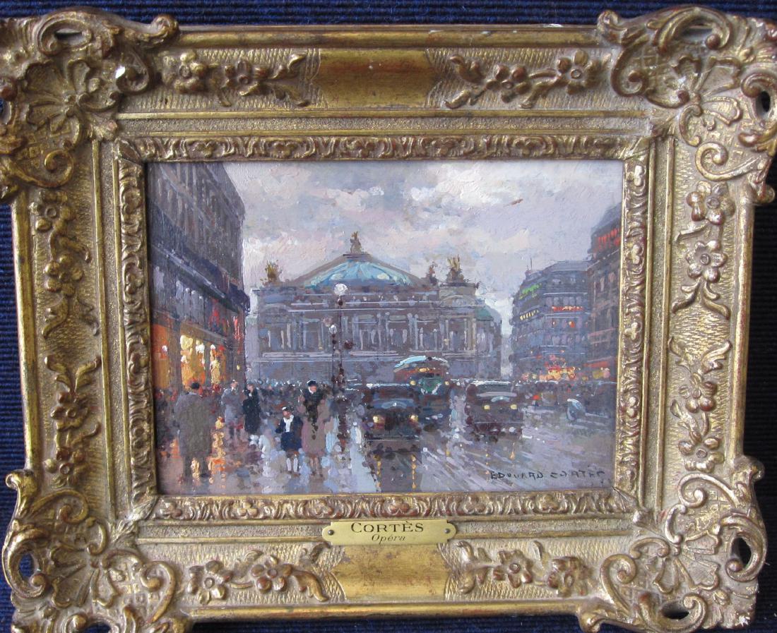 Edouard Cortes 1882-1969 (French): **Edouard Cortes 1882-1969 (French) Avenue de l'Opera, Paris oil on panel 16 x 22 cm (6 x 9 in.) signed lower right Provenance: Anon.sale, Sotheby's, New York, October 26, 2004, lot 196. Anon.sale, Ly