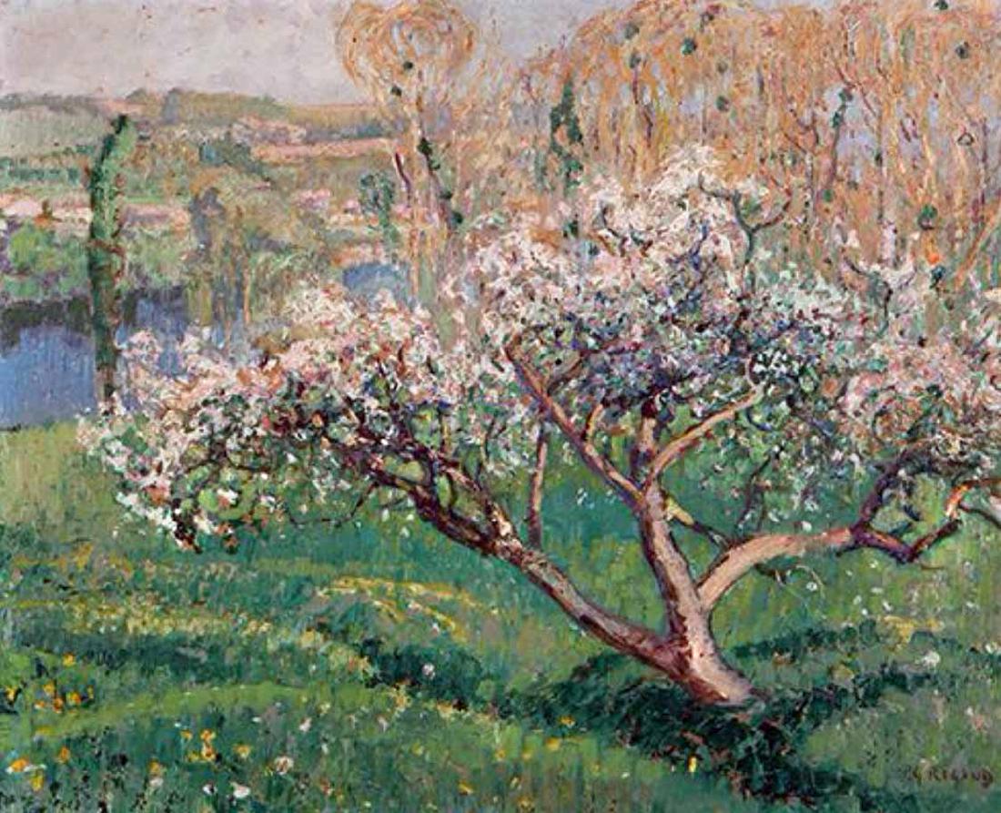Pierre Gaston Rigaud 1874-1939 (French): ** Pierre Gaston Rigaud 1874-1939 (French) Apple tree in bloom oil on panel 38 x 46 cm (15 x 18 in.) signed lower right Other Notes: Location: Europe. For estimated delivery time please contact us. Co
