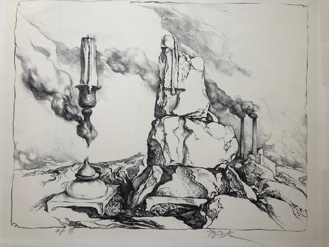 Samuel Bak b.1933 (Israeli) Shabbat Candels lithograph (1 of 1)