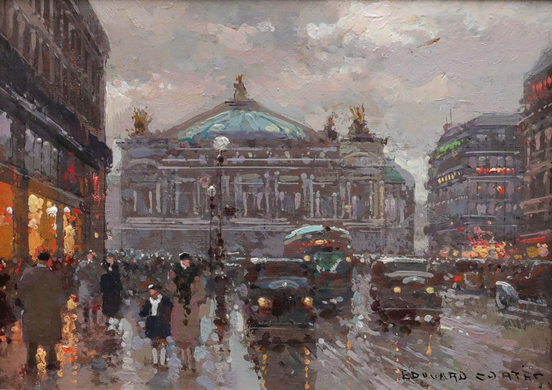 Edouard Cortes 1882-1969 (French) Avenue de l: **Edouard Cortes 1882-1969 (French) Avenue de l'Opera, Paris oil on panel 16 x 22 cm (6 x 9 in.) signed lower right Provenance: Anon.sale, Sotheby's, New York, October 26, 2004, lot 196. Anon.sale, Ly