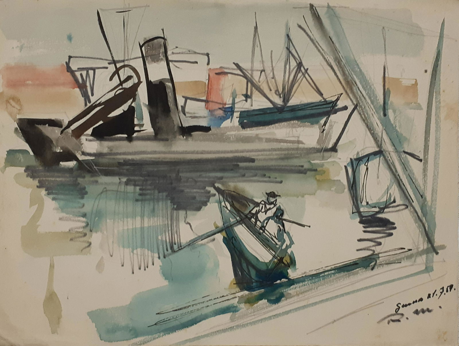 Raphael Mohar 1906-1962 (Israeli) Tel-Aviv Port, 1959 (1 of 1)