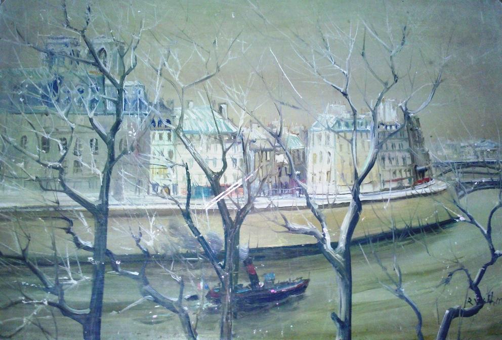 R. W. Thomas 20th century Parisian landscape oil on (1 of 1)