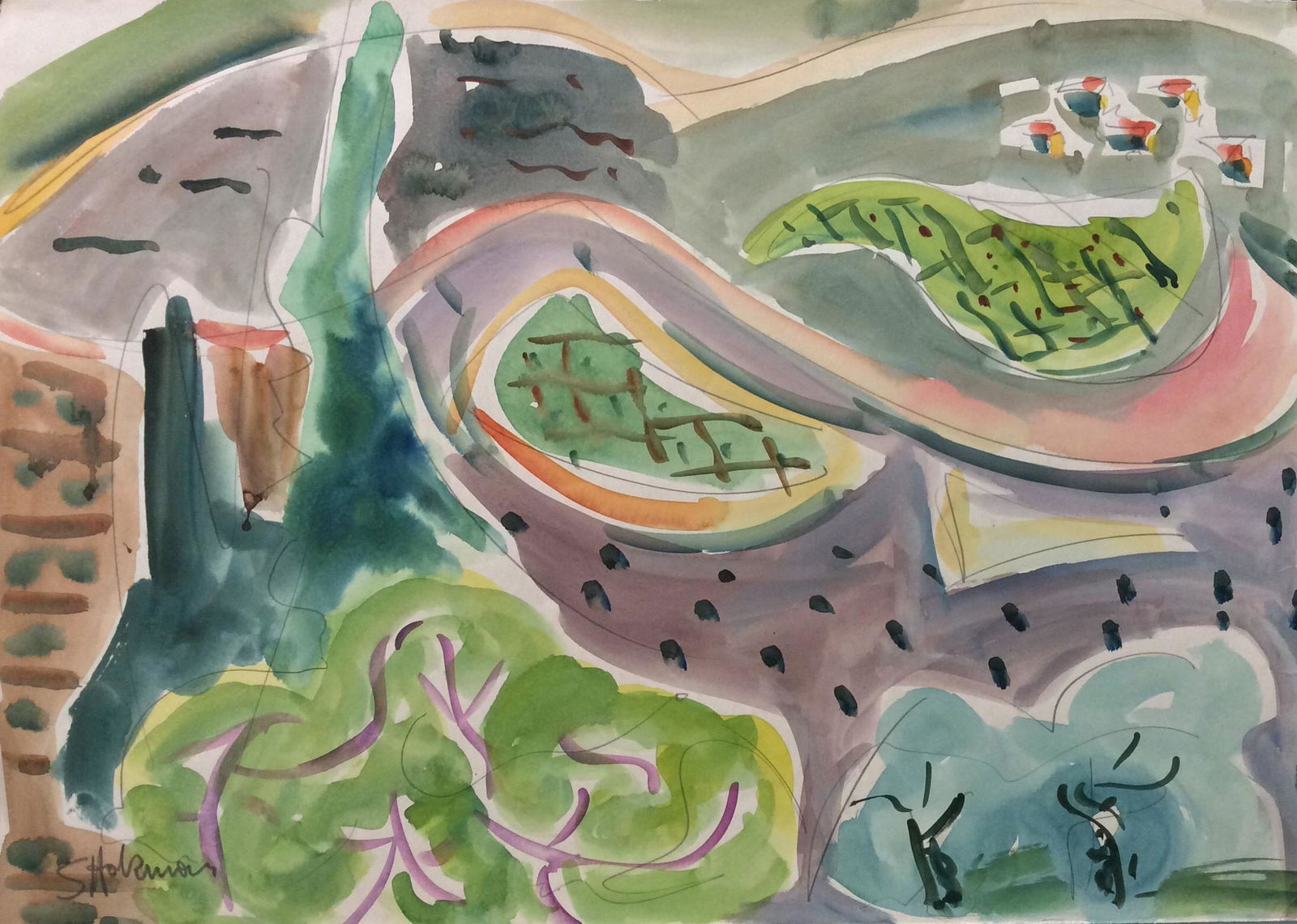 Shimshon Holzman 1907-1986 (Israeli) Landscape (1 of 1)