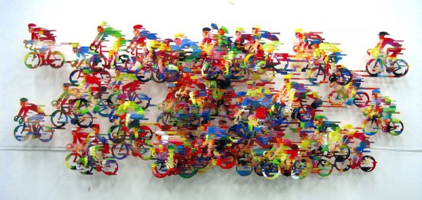 David Gerstein: Peloton, cutout steel in 3 layers-limited edition 150, 66 X 180 cm.,