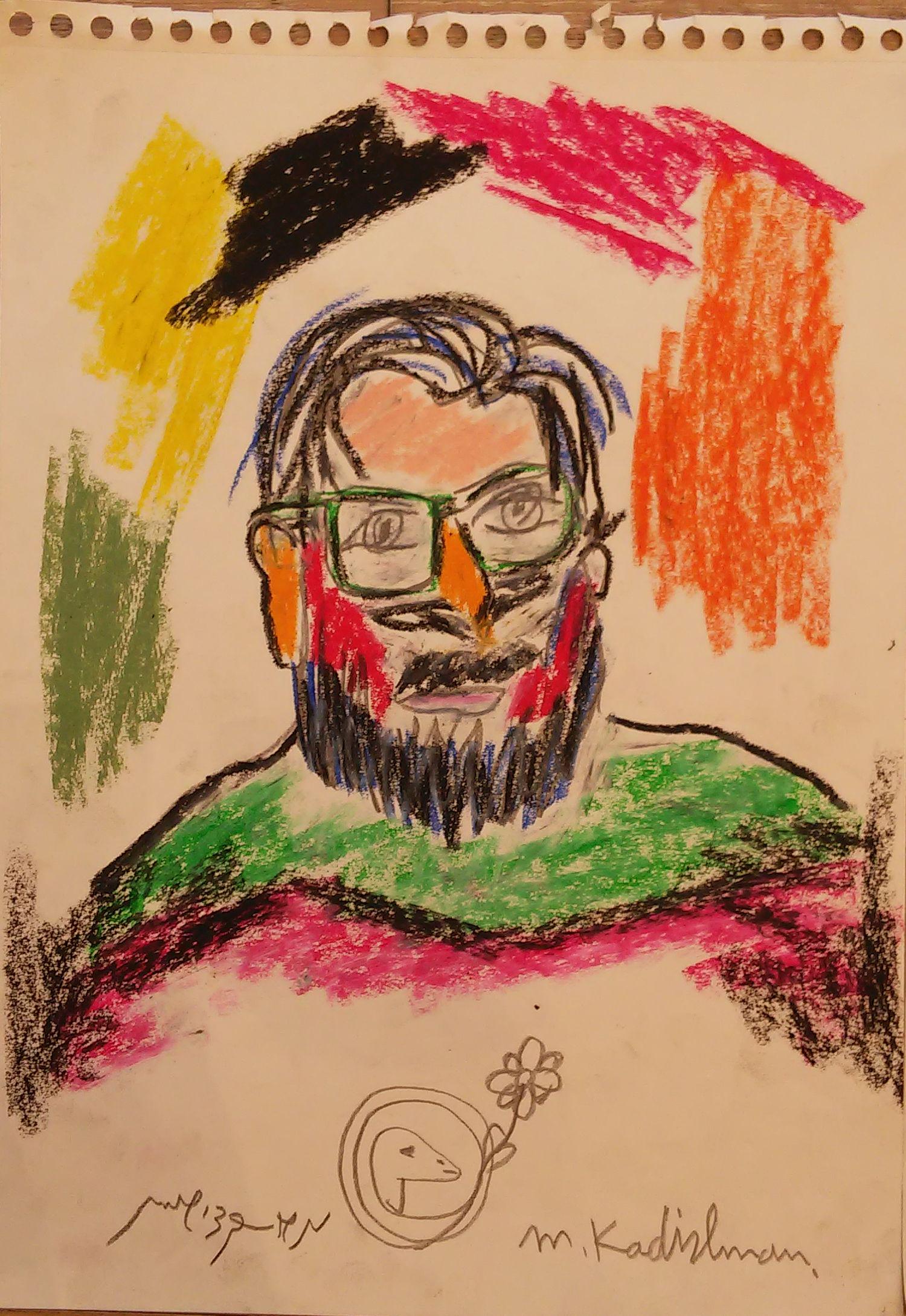 Menashe Kadishman 1932-2015 (Israeli) Man with glasses: Menashe Kadishman 1932-2015 (Israeli) Man with glasses panda on paper 40 x 30 cm (16 x 12 in.) signed in English lower right and in Hebrew lower left Other Notes: Location: Israel. For estimated deliv