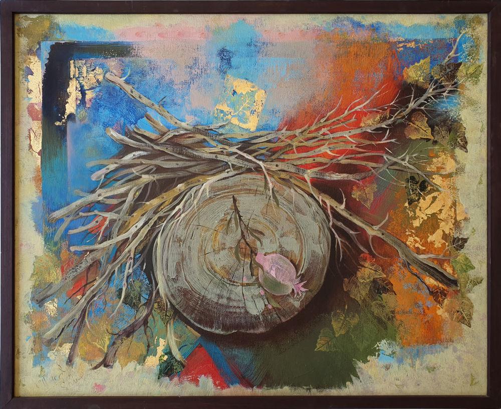 Shraga Weil 1918-2009 (Israeli) Log and branches oil: Shraga Weil 1918-2009 (Israeli) Log and branches oil and gold leaves on canvas 65 x 81 cm (25 x 32 in.) signed lower left Other Notes: Location: Israel. For estimated delivery time please contact us.