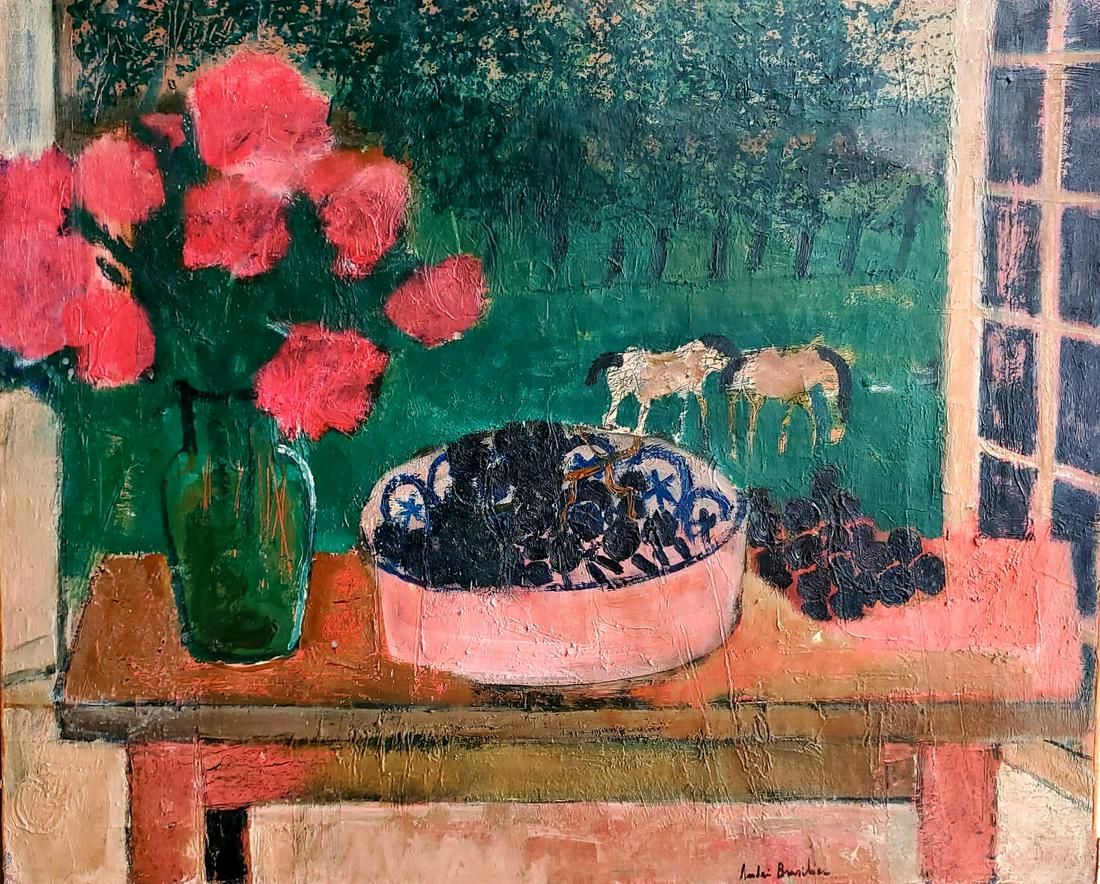 Andre Brasilier b.1929 (French) Vase of flowers on the (1 of 3)