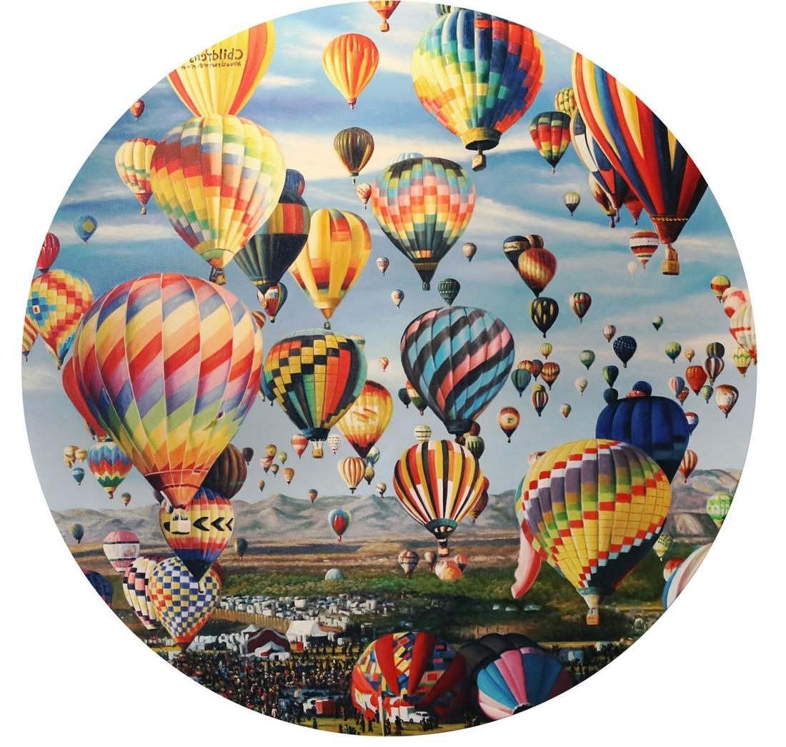 **Shay Kun b.1974 (Israeli) Air baloons acrylic on: Shay Kun b.1974 (Israeli)Air baloonsacrylic on canvassigned on the reverse158 x 158 cm (62 x 62 in.)Other Notes: Location: Israel.For estimated delivery time please contact us.Condition report availab