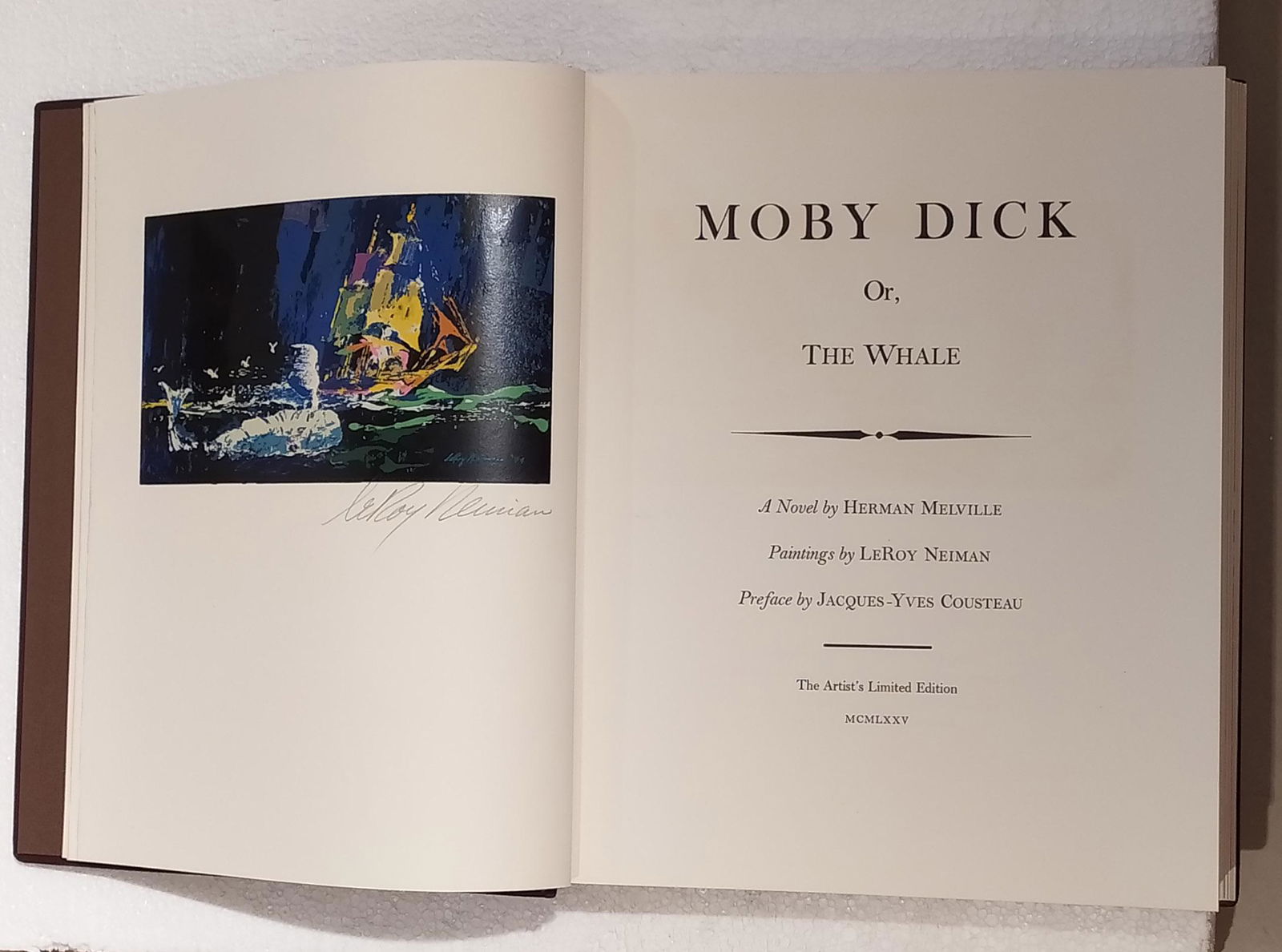 Leroy Neiman, "Moby Dick Or, The Whale" Artist's: Leroy Neiman, "Moby Dick Or, The Whale" Artist's Limited Edition Book, by Leroy Neiman (American, 1921-2012)37 x 30 x 6 cm (14 x 12 x 2 in.) signed and numbered '295/1500'Provenance: From the estate M