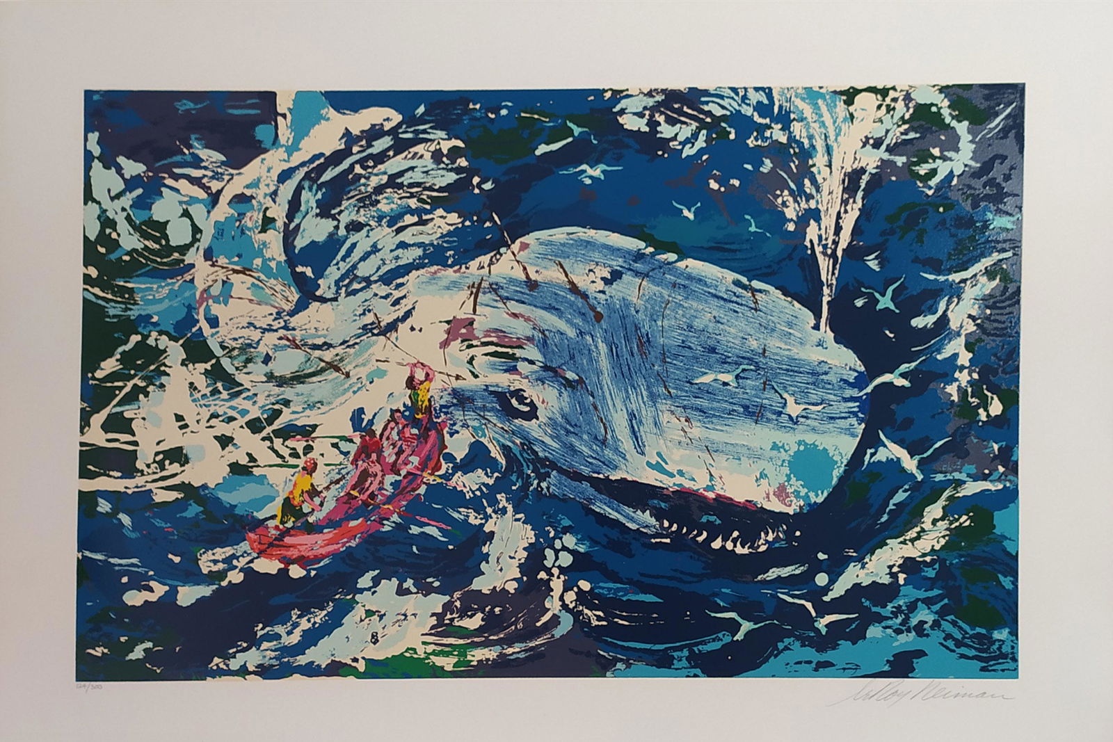 Leroy Neiman 1921-2012 (American) Moby Dick Or The: Leroy Neiman1921-2012 (American)Moby Dick Or The Whalelithograph63 x 92 cm (25 x 36 in.) signed lower right, numbered '124/300' lower leftProvenance: From the estate Mr. Lenard Carlyle, Carlyle Fine A