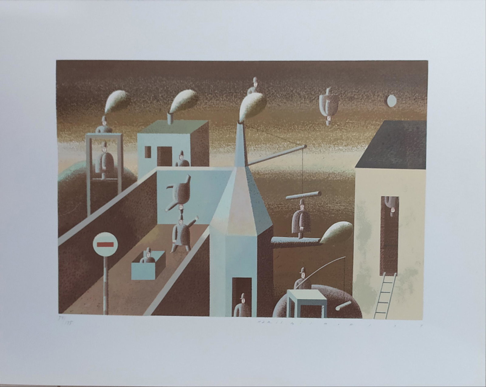 Maris Bishofs b.1939 (Latvian) Houses lithograph (1 of 1)