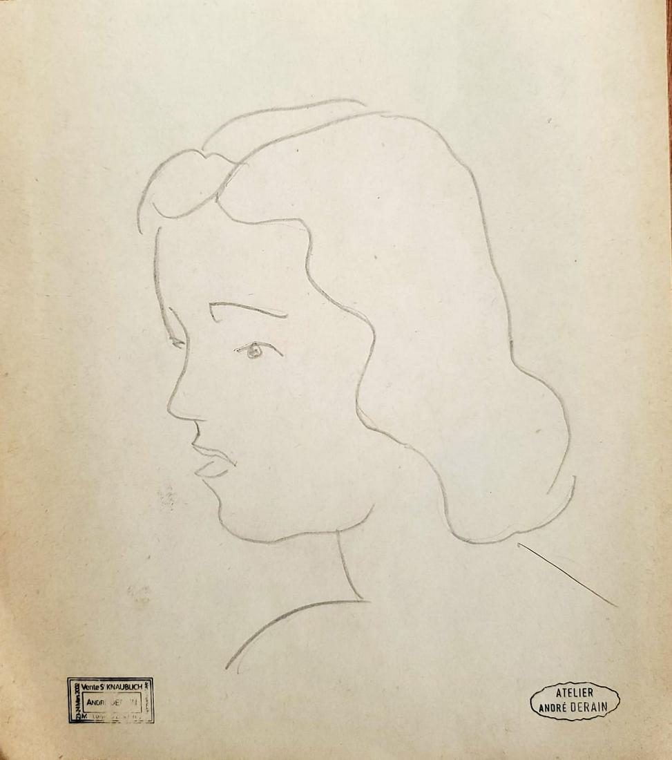 Andre Derain 1880-1954 (French) Woman pencil on paper: Andre Derain1880-1954 (French)Womanpencil on paper18x 15½ cm (7 x 6 in.) stamped by the Atelier stampOther Notes: Location: Israel.For estimated delivery time please contact us.Condition report