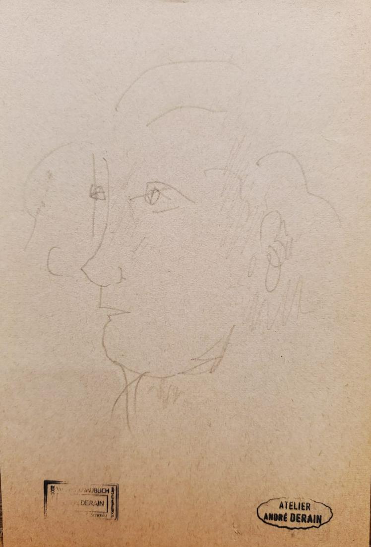 Andre Derain 1880-1954 (French) Male portrait pencil on: Andre Derain1880-1954 (French)Male portraitpencil on paper14 x 9½ cm (5 x 4 in.) stamped by the Atelier stampOther Notes: Location: Israel.For estimated delivery time please contact us.Conditio