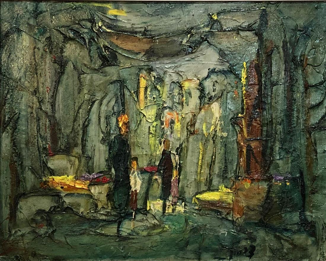 Zvi Raphaeli 1924-2005 (Israeli) Street scene with (1 of 2)