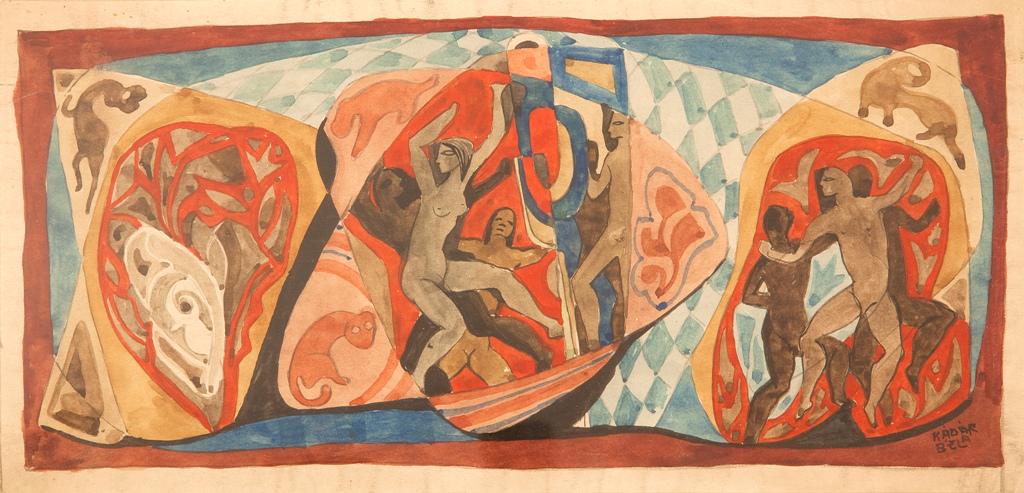 Bela Kadar 1877-1955 (Hungarian) Figures watercolor on (1 of 1)