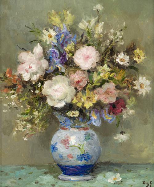 Marcel Dyf 1899-1985 (French) Vase of flowers, 1984 oil: ** Marcel Dyf1899-1985 (French)Vase of flowers, 1984oil on canvas55x46 cmsigned lower rightOther Notes: This work is registed in the artist's arcive under number 404.Location: Europe.For estimated del