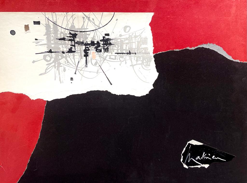 Georges Mathieu 1921-2012 (French) Untitled mixed media: Georges Mathieu1921-2012 (French)Untitledmixed media and collage on paper50x65 cmsigned lower rightOther Notes: Location: Israel.For estimated delivery time please contact us.Condition report availabl