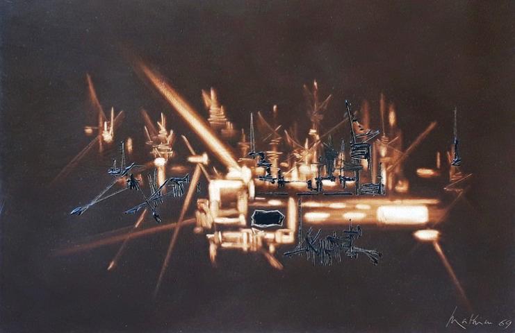 Georges Mathieu 1921-2012 (French) URFA, 1969 oil on: **Georges Mathieu1921-2012 (French)URFA, 1969oil on canvas65x100 cmsigned and dated lower rightOther Notes: Accompnied by a certificate of authenticity signed and dated April, 2004.Location: Europe.Fo