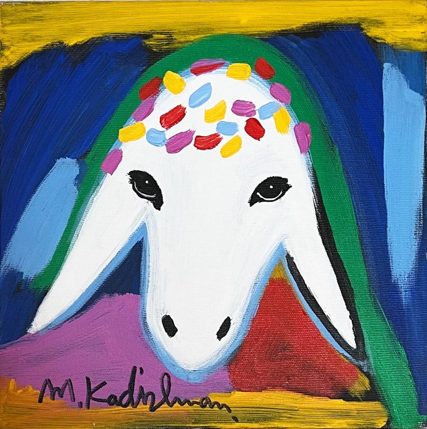 Menashe Kadishman 1932-2015 (Israeli) Sheep acrylic on canvas (1 of 1)