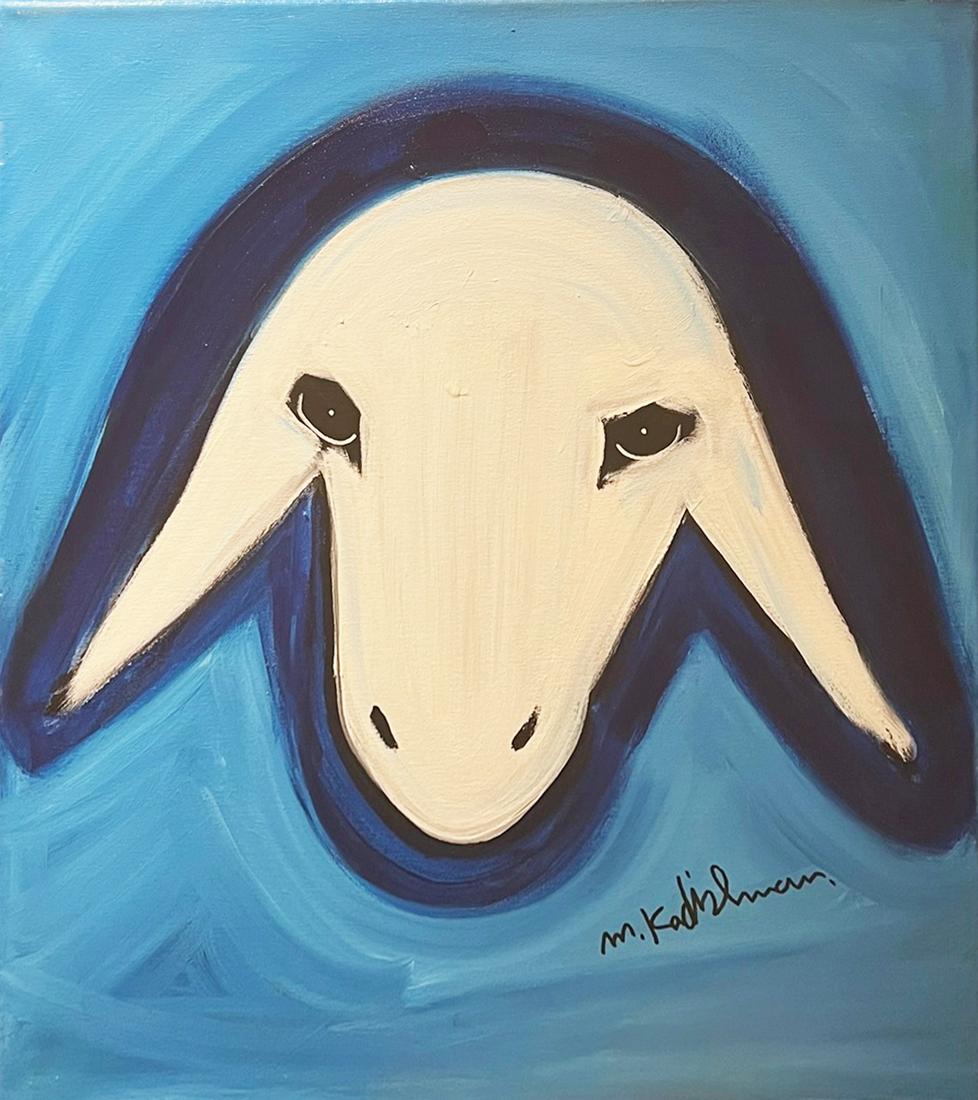 Menashe Kadishman 1932-2015 (Israeli) Sheep acrylic on canvas (1 of 1)