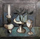 Claude Venard 1913-1999 (French) Still life with lamp oil on canvas