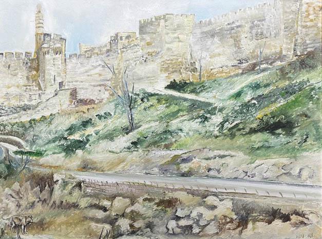 Ofra Friedland b.1959 (Israeli) Old city, Jerusalem oil on canvasboard (1 of 2)