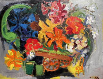 Mane Katz 1894-1962 (Ukrainian, French) The Flower Stall oil on canvas