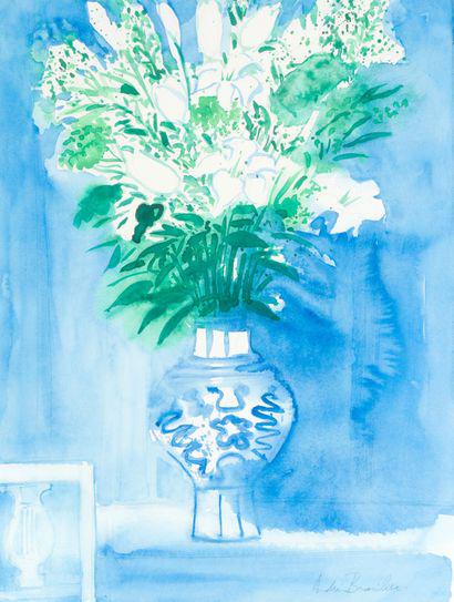 Andre Brasilier b.1929 (French) Bouquet of flowers watercolor on paper: ** Andre Brasilierb.1929 (French)Bouquet of flowerswatercolor on paper63.50x49 cmsigned lower rightOther Notes: ** by a lot number indicates an item that arrived from outside Israel and is subjected t