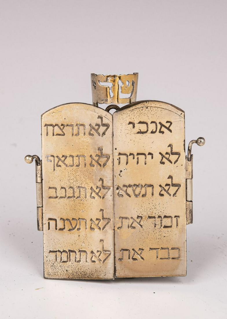 Unusual sterling silver Judaica American opening mezuzah with Ten Commandments (1 of 5)